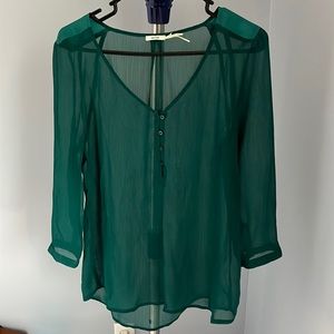 Kimchi Blue Green Sheer 3/4 Sleeve Top Size M
